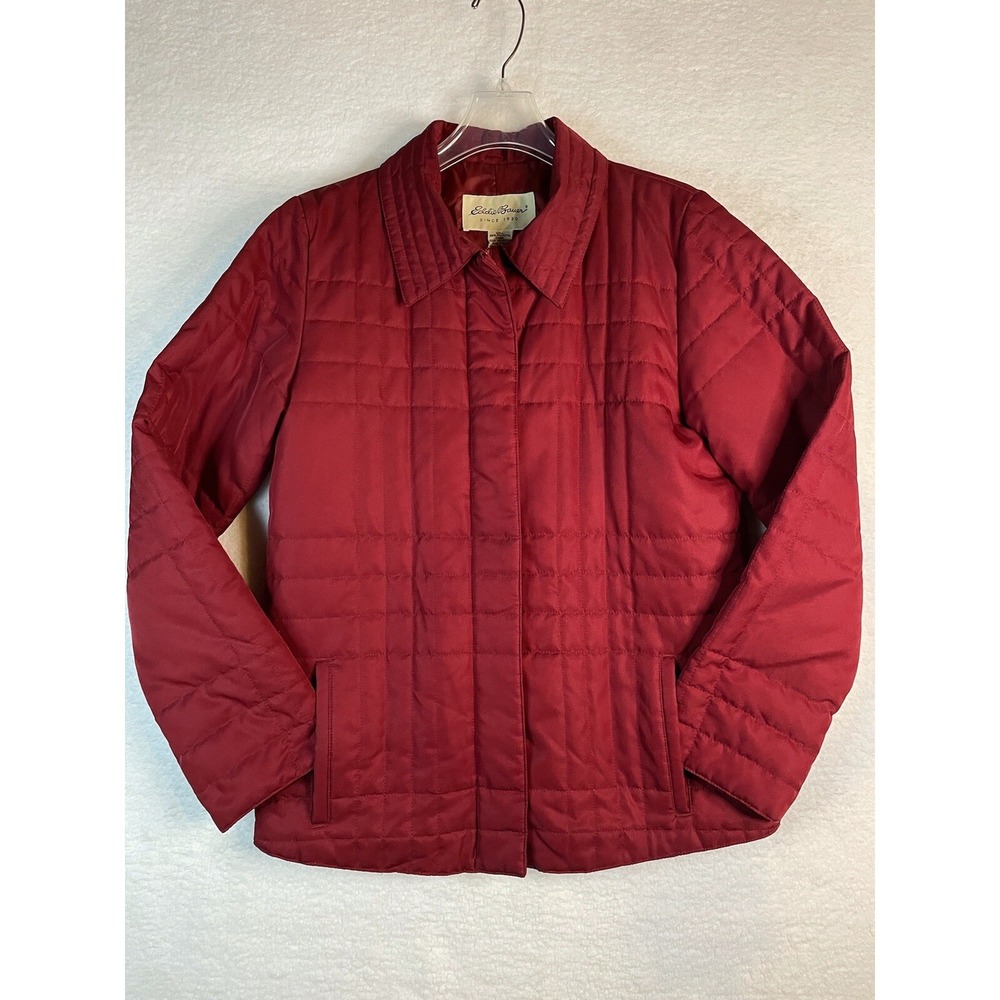 Eddie‎ Bauer Women's size Small Red Coat / Jacket Quilted Pattern